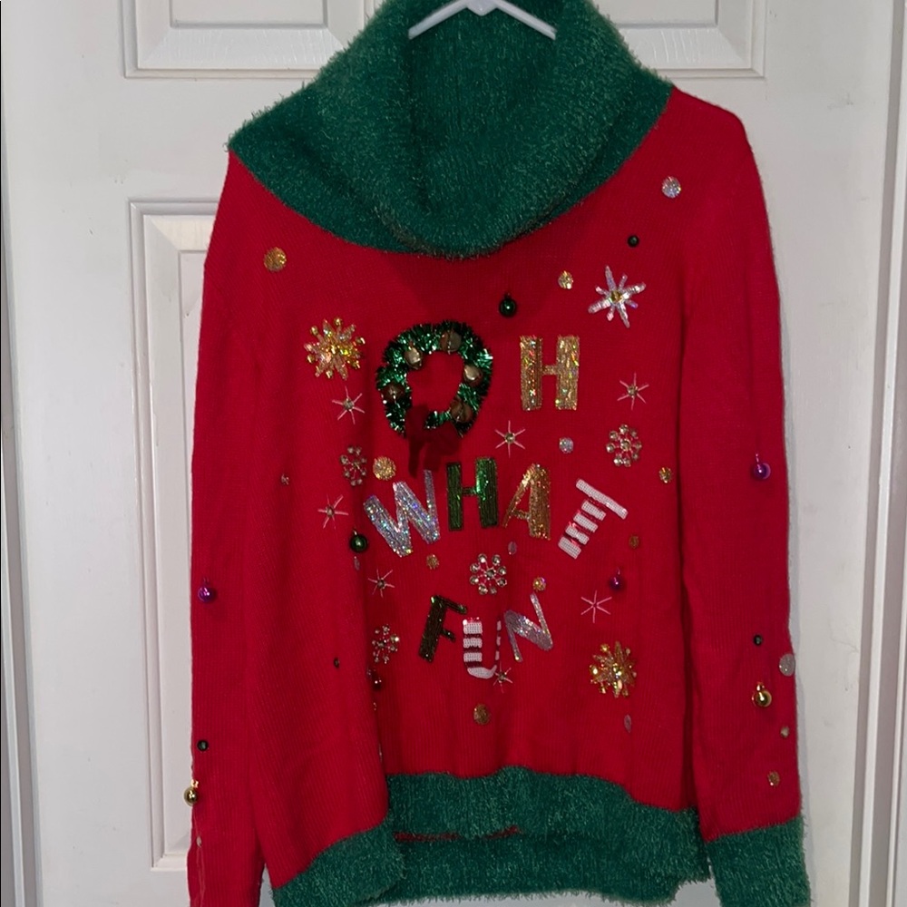 Festive Holiday Wreath Ugly Christmas Sweater 16-18 XL